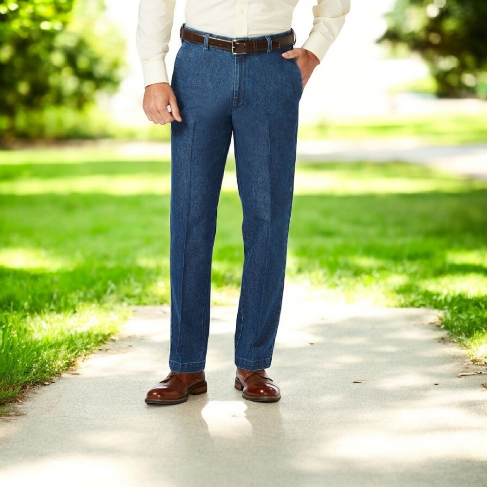 42W X 30L New Haggar Work to Weekend Denim Jeans Comfort Waist Stonewash